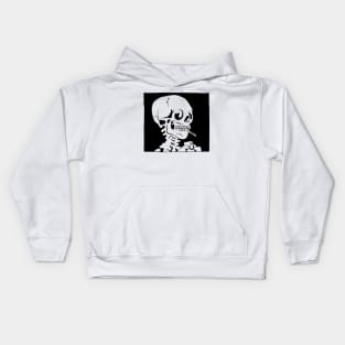 Skull of a Skeleton with a burning cigarette - Vincent Van Gogh Kids Hoodie